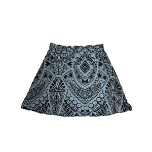 Haystacks Mini Skirt Women XL Blue Black Geometric Tribal Stretch Good